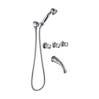 Bongio Cristallo Смеситель для ванны встроенный , с ручной лейкой, изливом, встроенной частью, Цвет: хром/белый-0