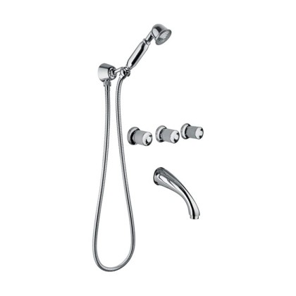 Bongio Cristallo Смеситель для ванны встроенный , с ручной лейкой, изливом, встроенной частью, Цвет: хром/белый-0