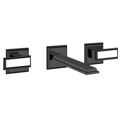 Gessi Eleganza Встраиваемый смеситель для раковины на 3 отверстия, без донного клапана, с изливом, внешняя часть, цвет: черный металлик