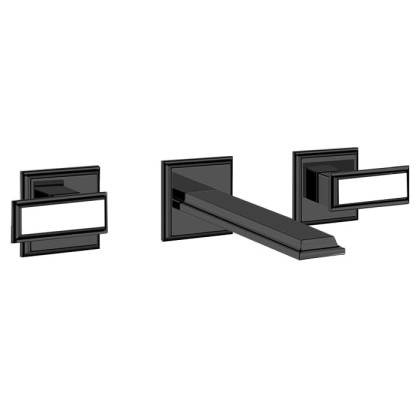 Gessi Eleganza Встраиваемый смеситель для раковины на 3 отверстия, без донного клапана, с изливом, внешняя часть, цвет: черный металлик