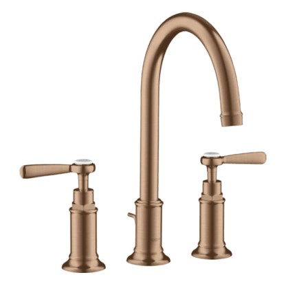 Axor Montreux Смеситель для раковины 180, на 3 отв., ручка: рычаг, с донным клапаном, цвет: шлифованное красное золото