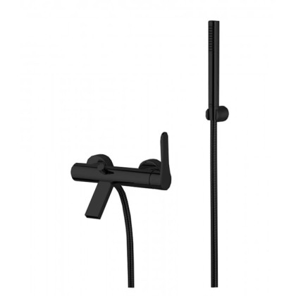 Bongio O'Clock Green Смеситель для ванны, встраиваемый, с ручным душем, с настенным держателем и шлангом, цвет: черный матовый