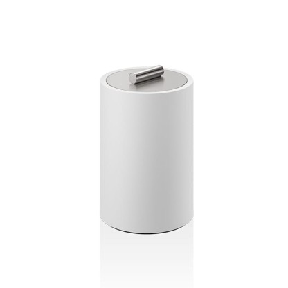 Decor Walther Stone DMD L Баночка универсальная 16x10см, с крышкой, настольная, цвет: белый / сталь матовая