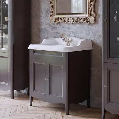 TW Veronica, База с раковиной Simas AR834bi x1 73x54см с 1отв. под смеситель , 2 расп. дверки, доводч. Blum, ручки: Riflesso бронза, напольная, Цвет: grigio