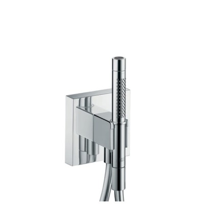 Axor Набор ручного душа: лейка с 2мя режимами, шланг 1,25 м, водорозетка, держатель лейки, цвет: хром (наружная часть)