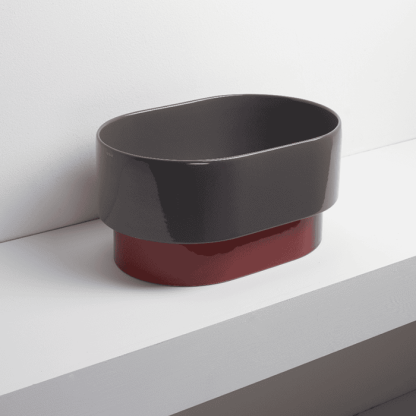 Simas Po-mo Раковина 50x33xh24см., полувстраеваемая сверху без отв., без перелива, цвет: GRAFITE/RUBINO