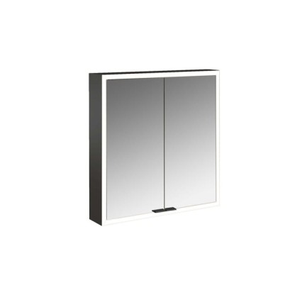 Emco Prime Зеркальный шкаф 60см., с подсветкой LED Facelift навесная модель, 2-дверки, IP 20, цвет черный зеркальная задняя стенка