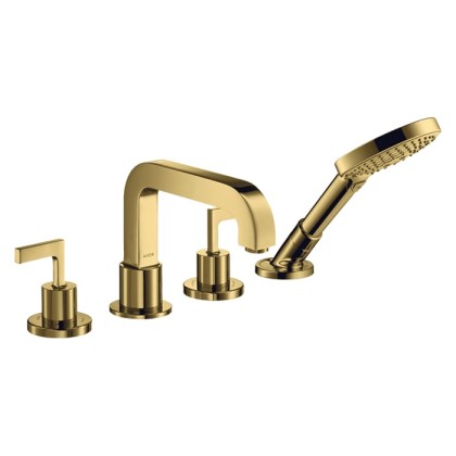 Axor Citterio Смеситель на борт ванны, на 4 отв., с ручкой: рычаг, с ручным душем, цвет: полированное золото