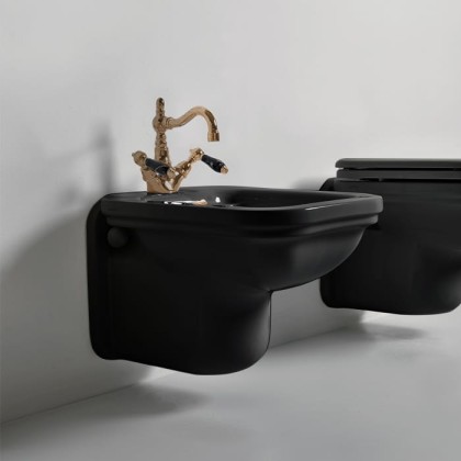 Kerasan Waldorf Биде подвесное с 1 отв. под смеситель 55х37см, цвет: черный/бронза