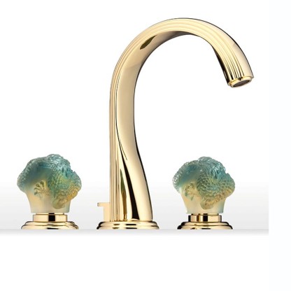 THG  Dragon Jade Смеситель для раковины, 3 отв., цвет: золото/хрусталь
