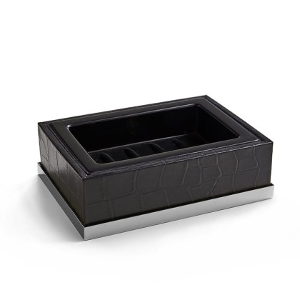 3SC Cocco Мыльница настольная, отделка: черная кожа, цвет: хром