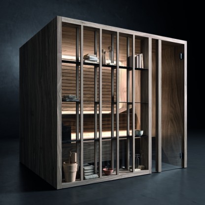 Effegibi Yoku S Shelf Био-Сауна 174x170х214см, угловая DX, цвет: осина термообработанная