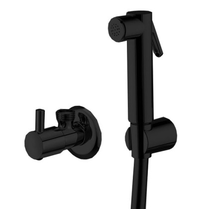 Fima Carlo Frattini Collettivit? Гигиенический душ, настенный, со шлангом 120см., с угловым вентелем, цвет: черный матовый