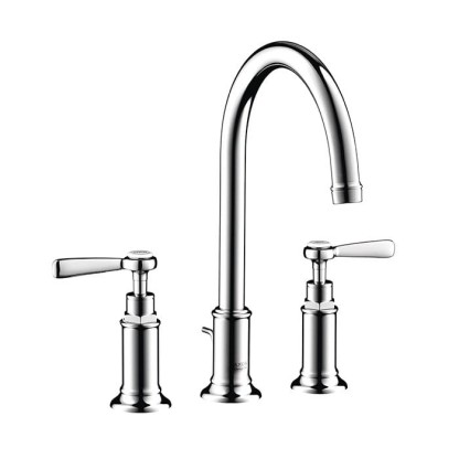 Axor Montreux, Смеситель для раковины 180,на 3 отверстия, с рычаговымирукоятками, с донным клапаном, Цвет: хром