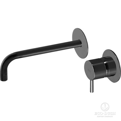 CISAL Less New Смеситель для раковины на 2 отверстия из стены,излив 258-225 мм, цвет: черный матовый