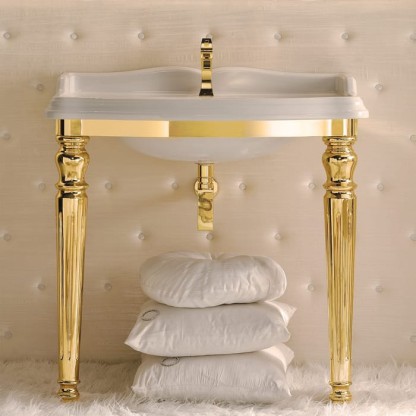 3SC Consolle Консоль King 71х54хh97см, с раковиной LA01 и сифоном, напольная, цвет: золото 24к. Lucido