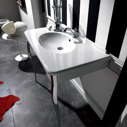 Kerasan Retro Консоль-раковина белая 100х55см, напольная, на 1 отв, с ножками cromo.