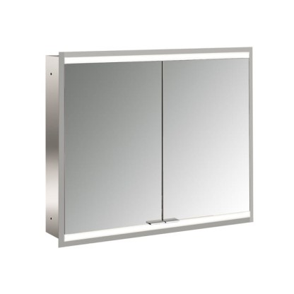 EMCO Prime2 Зеркальный шкаф 80x70см., с подсветкой, встраиваемый,  2 двери, 2 полки, розетка, цвет: белый