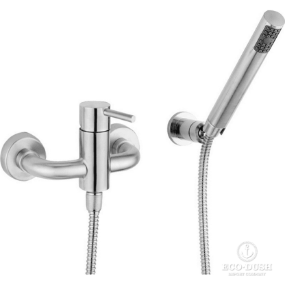 CISAL Xion Смеситель настенный для душа с ручной лейкой, держателем и шлангом 150 см, цвет: нержавеющая сталь