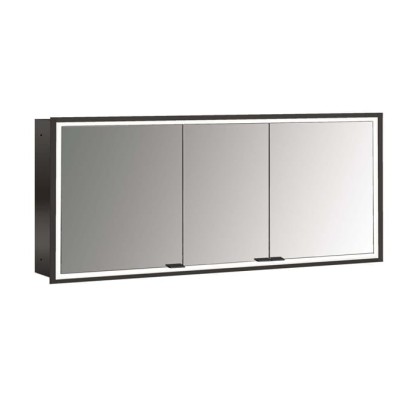 Emco Prime Зеркальный шкаф 160см., с подсветкой LED Facelift встраив. модель, 3-дверки, IP 20, цвет черный зеркальная задняя стенка