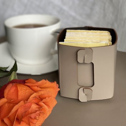 ADJ Коробочка MIU для чайных пакетов, 7x7xH8 см., цвет: капучино/шоколад