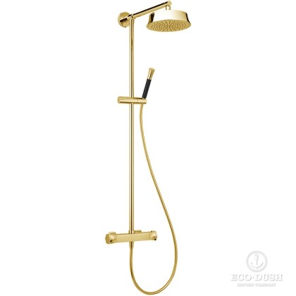 CISAL Cherie Настенная душевая система: верхний душ, термостатический смеситель для душа, ручной душ с держателем и шлангом, цвет: золото