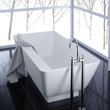 Burgbad Senza Ванна отдельностоящая прямоугольная 180x85x57.5 см, выравнивающая рама,со слив переливом Multiplex в отделке хром,  цвет: белый