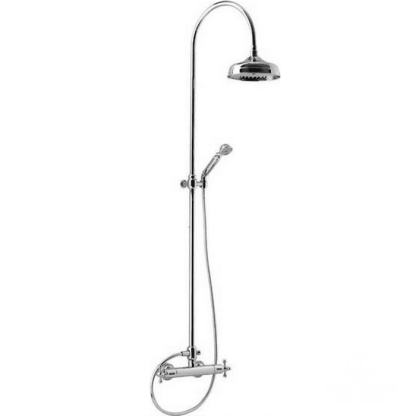 CISAL Arcana Душевой комплект: термостатический смеситель, стойка с верхним душем, лейка+шланг, цвет: хром