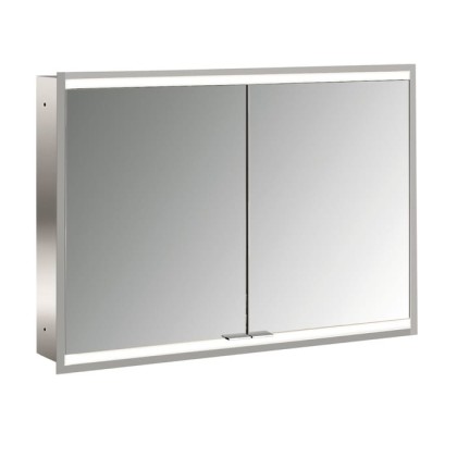 EMCO Prime2 Зеркальный шкаф 100x70см., с подсветкой, встраиваемый, 2 двери, 2 полки, розетка, цвет: белый
