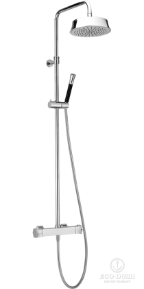 CISAL Cherie Душевой комплект: термостатический смеситель, стойка с верхним душем, лейка+шланг, цвет: золото