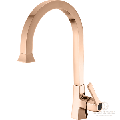 CISAL Cherie Смеситель однорычажный для раковины на 1 отверстие, поворотный излив, без донного клапана, цвет: розовое золото/черный