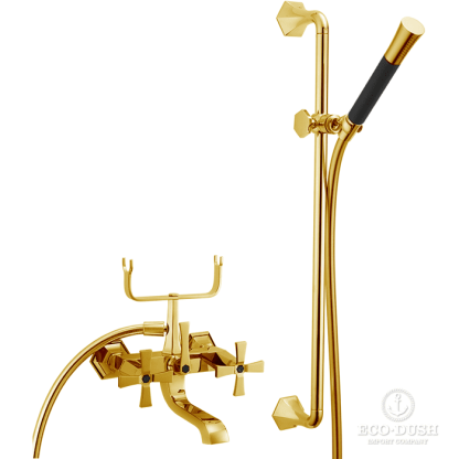 CISAL Cherie Смеситель для ванны двухвентильный, с душевым комплектом, цвет: золото/черный