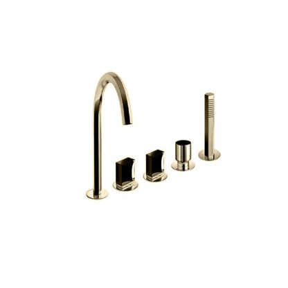 Fantini Venezia Смеситель для ванны, набортный, 5 отв., излив: 175 мм, цвет: Matt British Gold PVD