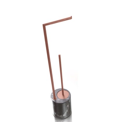 Bertocci Carrarino Напольная стойка, с туалетным ёршиком и бумагодержателем, цвет: черный мрамор/розовое золото