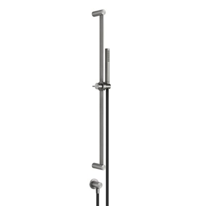 Gessi Shower316 Штанга в комплекте с душевой лейкой с легкой очисткой, шланг 1,50 м, вывод воды из стены, цвет: шлифованная сталь