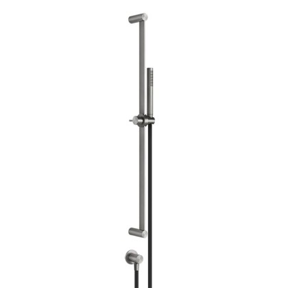 Gessi Shower316 Штанга в комплекте с душевой лейкой с легкой очисткой, шланг 1,50 м, вывод воды из стены, цвет: шлифованная сталь