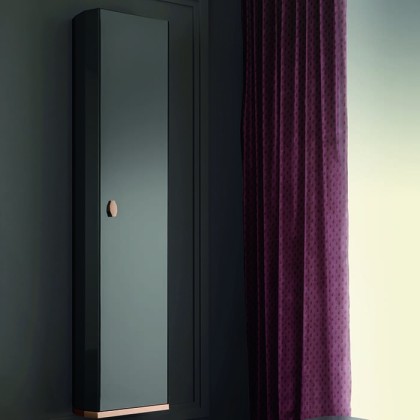 Milldue Edition Dandy Шкаф-пенал 36х23х180см., 1 дверца, ручка матовое розовое золото, подвесной, цвет: глянцевый Grafite