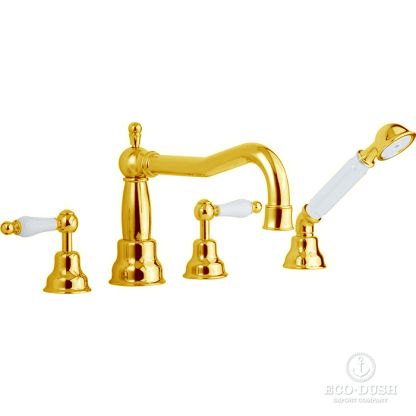 CISAL Arcana Toscana Смеситель на борт ванны на 4 отверстия, цвет: золото/белый