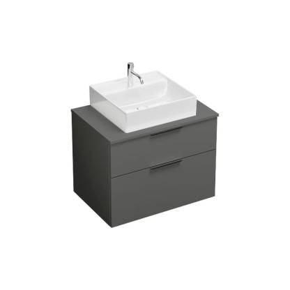 Burgbad Eqio Комплект мебели 800х550х600 мм с крам. умыв. квадратным, цвет белый, с 1 отв под смес, 2 ящика, ручки G0252, цвет: серый глянцевый