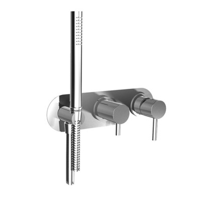 Bongio ON Смеситель для душа, встраиваемый, с переключателем на 2 потока, с ручным душем и шлангом 150см., внешняя часть, цвет: хром