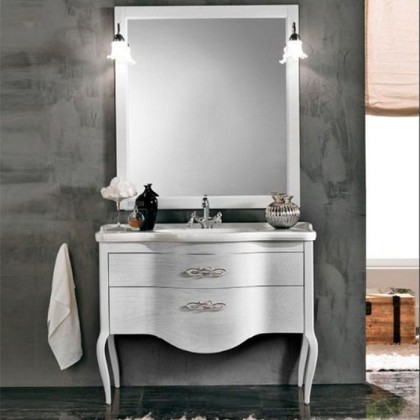 EBAN Sonia Комплект мебели, напольный, с ручками, с зеркалом Style, 108 см, Цвет: BIANCO DECAPE