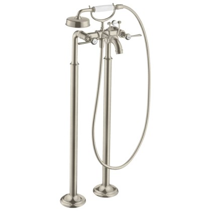 Axor Montreux, Смеситель для ванны, с двумя рычаговыми рукоятками, напольный, внешняя часть, цвет: никель шлифованный