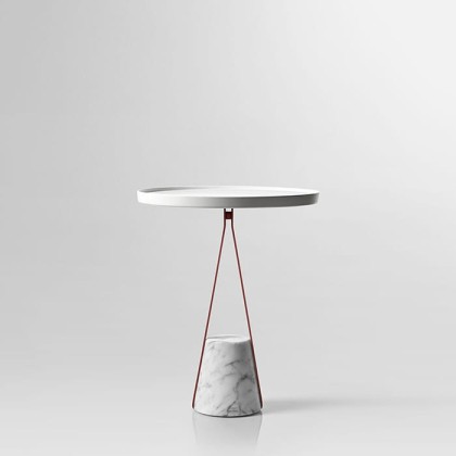 Antonio Lupi Halo Столик напольный ?40х48см., база из мрамора Carrara satinato, столешница белая из Flumood, структура Veneziano goffrato