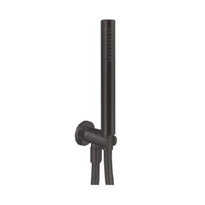 Fantini Milano Душевой набор: вывод воды на 1/2”, шланг 150 см, ручная лейка FIT, держатель для лейки, цвет: Matt Gun Metal PVD