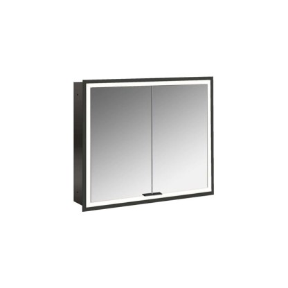 Emco Prime Зеркальный шкаф 80см., с подсветкой LED встраив. модель, 2-дверки, IP 20 с Lichtpaket, зеркальная задняя стенка, цвет черный