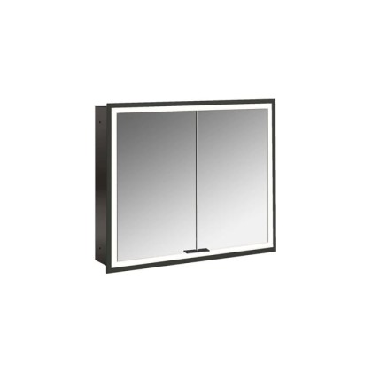 Emco Prime Зеркальный шкаф 80см., с подсветкой LED встраив. модель, 2-дверки, IP 20 с Lichtpaket, зеркальная задняя стенка, цвет черный