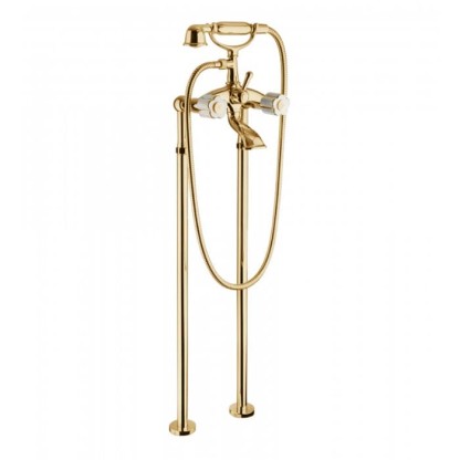 Смеситель для ванны Bongio Fleur Blanc, цвет: золото/белый фарфор