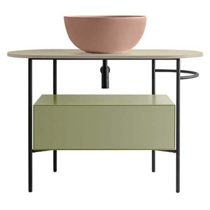 Globo Bob Консоль напольная, 93х46х72см, без отв. под раковину, с полотенцедержателем правая R, цвет: черный матовый/Lime