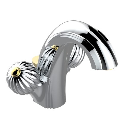 THG Mandarine metal Смеситель для раковины на 1 отверстие, с донным клапаном, цвет: хром/золото