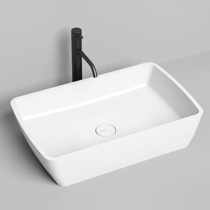 Salini Gloria Раковина накладная 65х40х14.5cм, без отв., без перелива, S-Stone, цвет: белый матовый